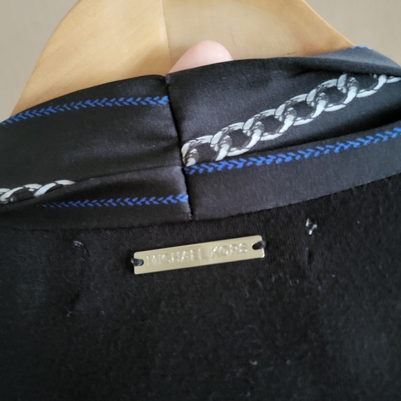Michael Kors Black and Blue Cardigan with Draped V-Neck - Picture 5 of 6